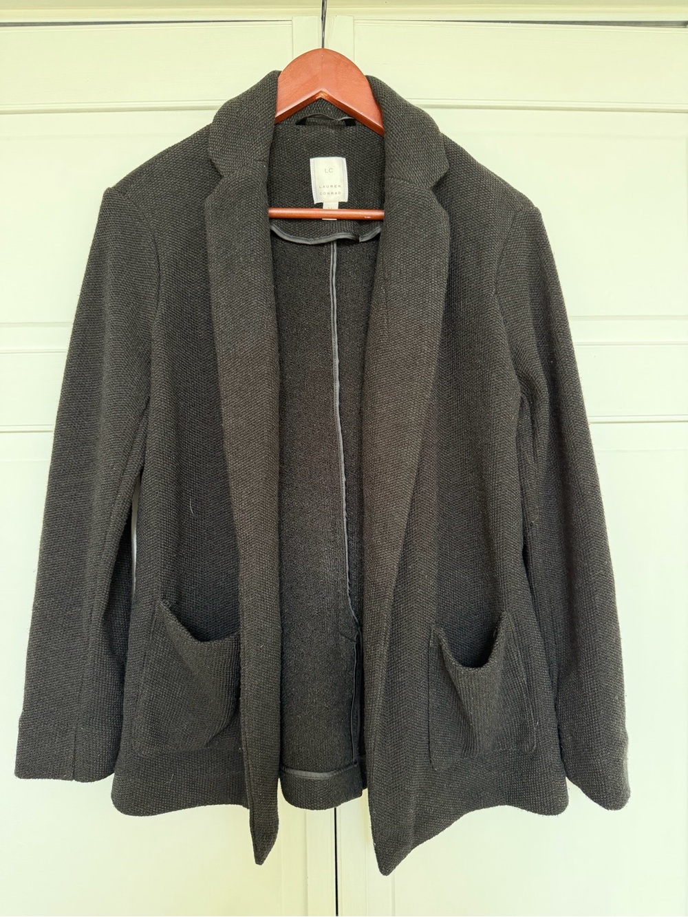 Women's Black Knit Open-Front Blazer Jacket